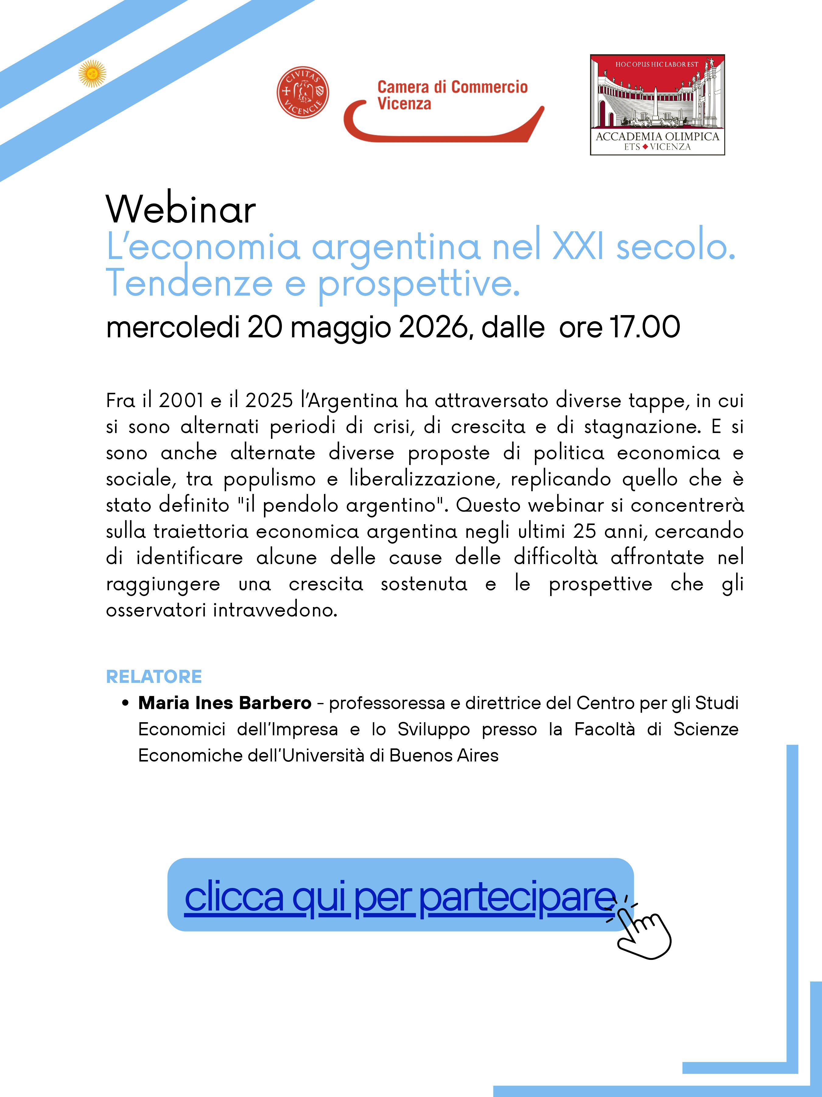 Webinar gratuito L’economia argentina nel XXI seco